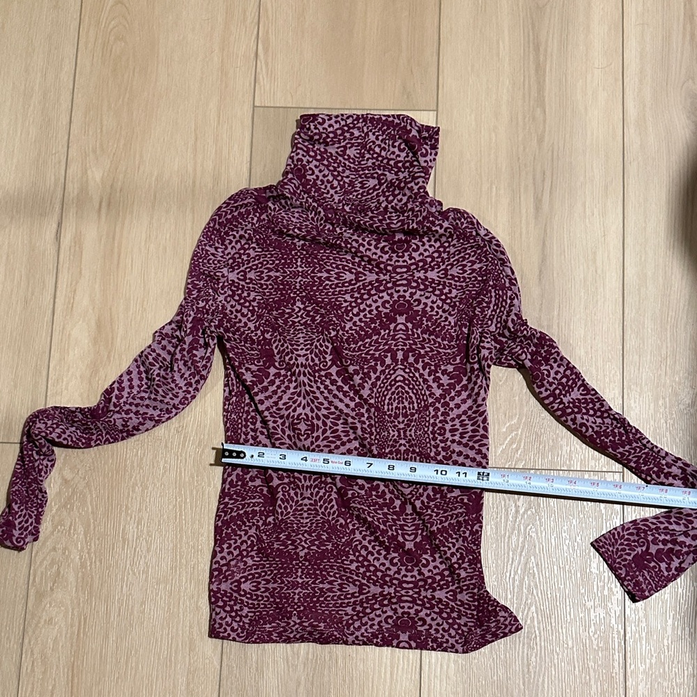 Athleta Maroon Patterned Turtle Neck - image 2